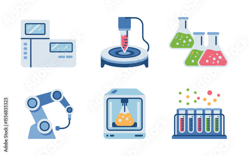 Science Lab Equipment Icons Flat Design Illustration