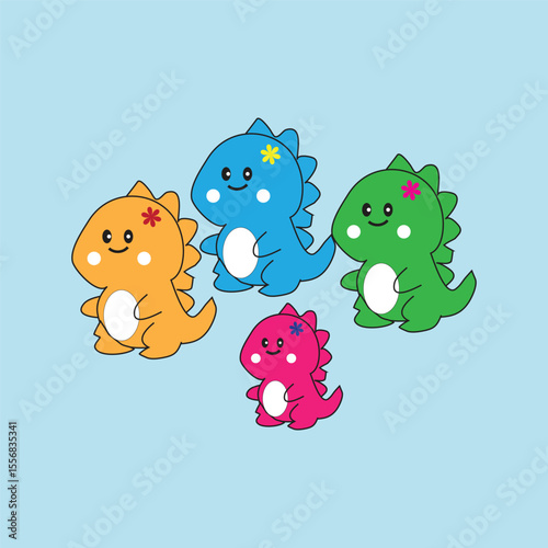 image 4 dino vector illustration of very small dino cute and adorable