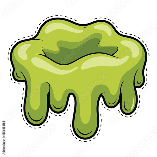 Cartoon Green Goo Dripping Illustration