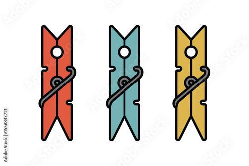 Colorful Clothes Pegs Illustration