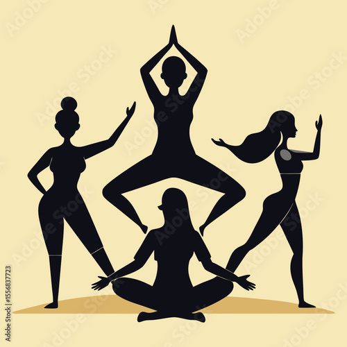 Silhouette of Women Practicing Yoga Find Inner Peace and Strength Through Yoga
