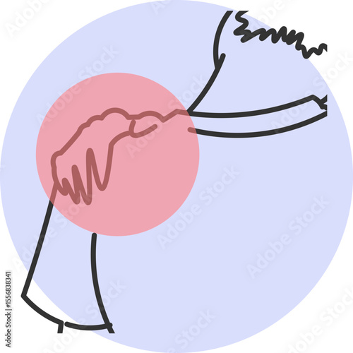 Woman with severe pain in the shoulder region