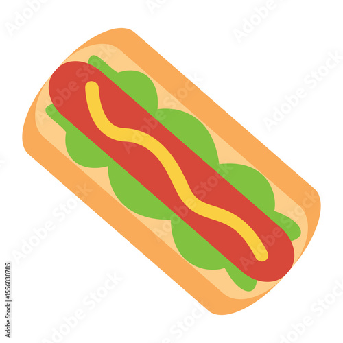 Hot dog flat icon, hot dog vector illustration, fast food flat icon, hot dog clipart, hot dog cartoon flat, junk food icon
