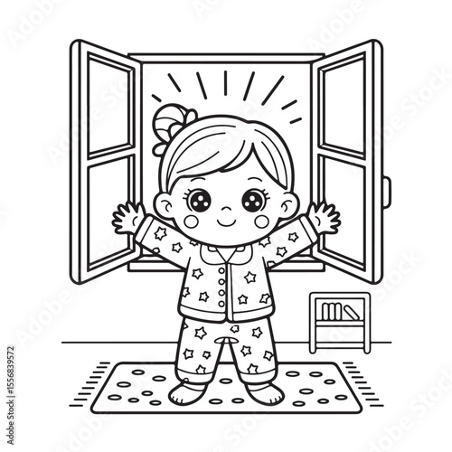 Girl Moments: Cute & Comfy” Coloring Page, Girl Moments Cute & Comfy Coloring Book Pages , Line art, Easy bold coloring page, Coloring page, Cute kawaii girl coloring page, Comfy life, Cozy moment