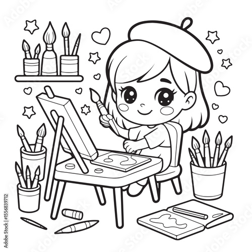 Girl Moments: Cute & Comfy” Coloring Page, Girl Moments Cute & Comfy Coloring Book Pages , Line art, Easy bold coloring page, Coloring page, Cute kawaii girl coloring page, Comfy life, Cozy moment