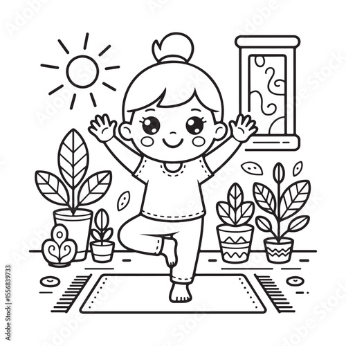 Girl Moments: Cute & Comfy” Coloring Page, Girl Moments Cute & Comfy Coloring Book Pages , Line art, Easy bold coloring page, Coloring page, Cute kawaii girl coloring page, Comfy life, Cozy moment