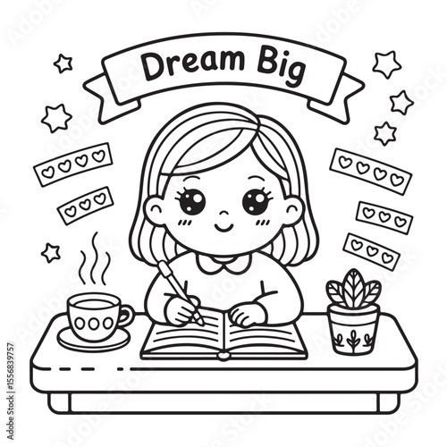 Girl Moments: Cute & Comfy” Coloring Page, Girl Moments Cute & Comfy Coloring Book Pages , Line art, Easy bold coloring page, Coloring page, Cute kawaii girl coloring page, Comfy life, Cozy moment