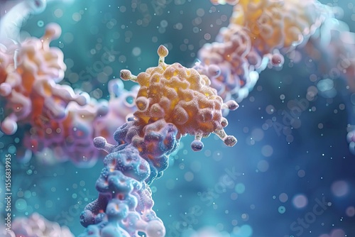 Abstract peptide structure glowing in soft artistic scientific design