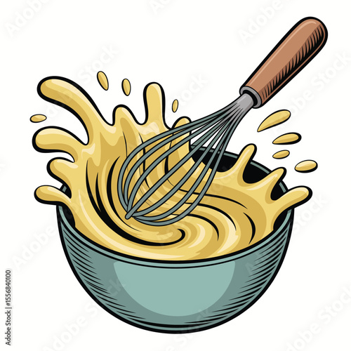 Mixing Batter with Whisk in a Bowl