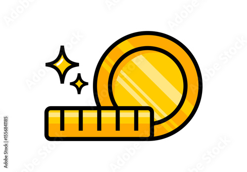 Golden yellow coin money financial business doodle icon vector design