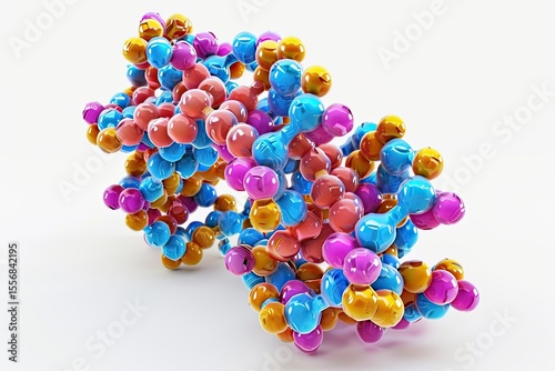 3D render of peptide chain, realistic folding, scientific medical concept
