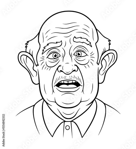 Awkward Grandfather Face Line Art