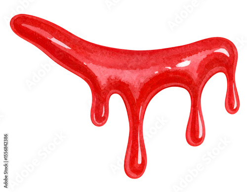 watercolor ketchup dripping over invisible surface isolated PNG
