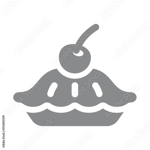 Cherry pie vector icon. Traditional American diner and bakery cherry pastry.