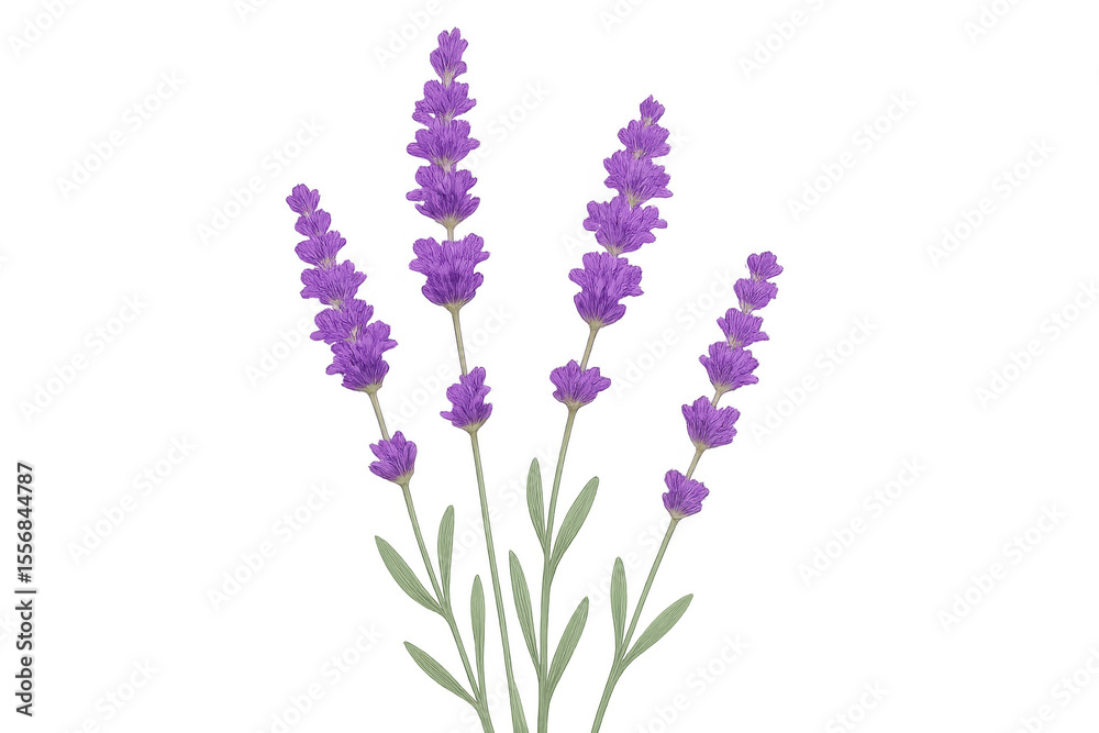 Naklejka premium Lavender flowers blooming on a transparent background, perfect for adding a touch of nature to any project