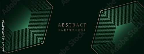 Green and gold cyberspace hexagonal background. Hexagonal grid technology pattern. vector illustratioan