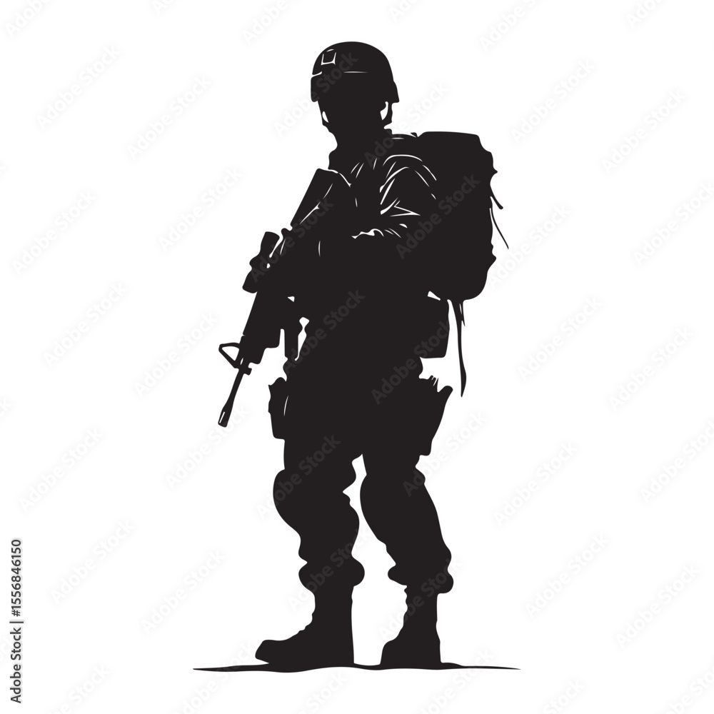 Male army soldier silhouette Male army soldier silhouette
