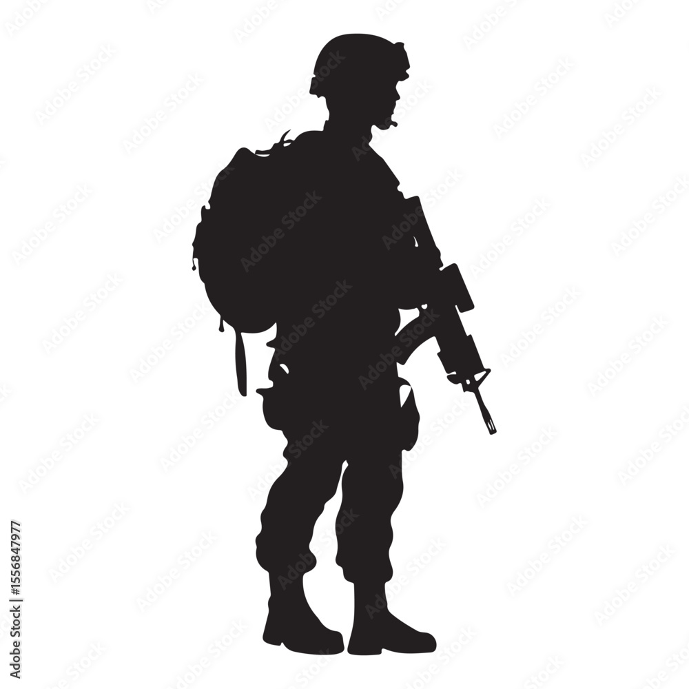 Male army soldier silhouette Male army soldier silhouette