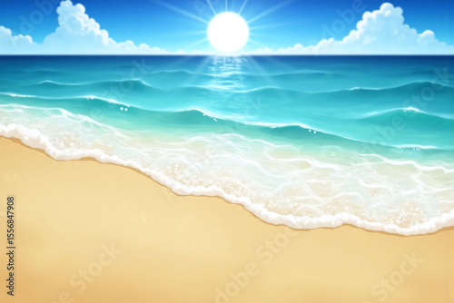 close up of a beach with the sun shining through the water