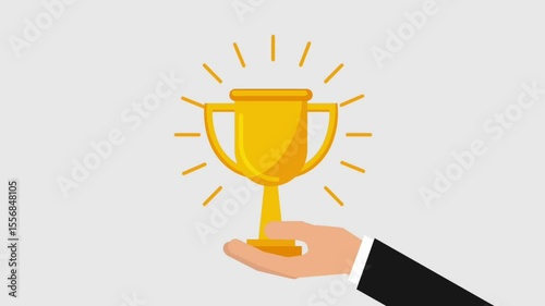 a golden trophy, golden trophy, gold trophy cup, award trophy, winning trophy, white background, footage, 4k footage, videos, video clip, slow motion, video wallpaper, animation, 4k, short video