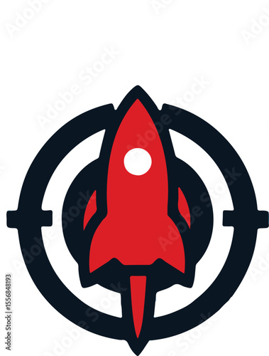 Photography Targeting Ambition with Firepowe,A dynamic red rocket perfectly centered in a bl