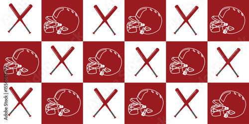 baseball sport background pattern. ball, bat, gloves, and helmet.
