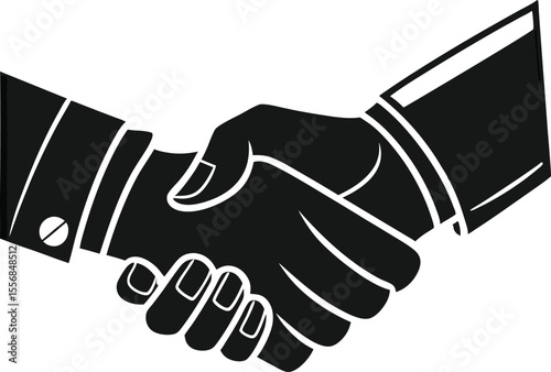 Vector art of business handshake between two people isolated on white background