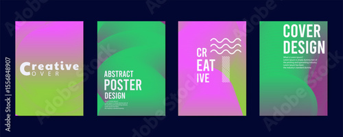abstract poster design, poster design background vector set. Electro Sound Cover template with vibrant abstract gradient geometric shape. Ideal design for social media, flyer, party, music festival, c