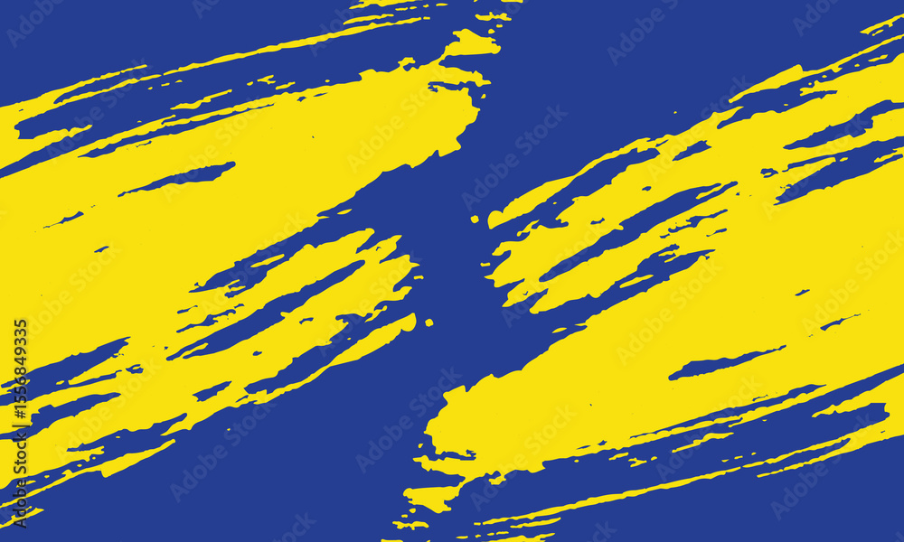 Bold abstract background with dynamic yellow brush strokes over a deep blue surface. Perfect for modern graphic design, artistic templates, and creative digital media presentations.