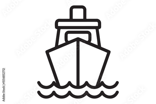 Ocean Voyage Cruise Ship Icon Illustration