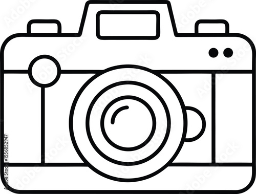 Minimal DSLR Camera Vector with Clean Black Line Design