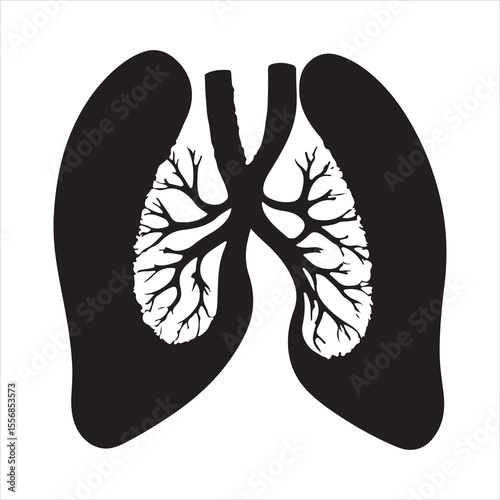 high-resolution, simple Lungs human icon in black color vector illustration 