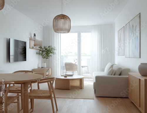 Bright, airy apartment living area