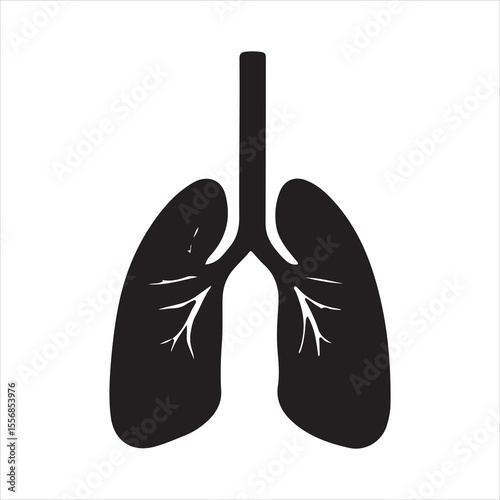 high-resolution, simple Lungs human icon in black color vector illustration 
