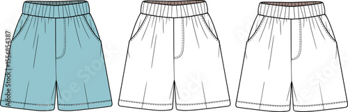 Minimalist Shorts in Light Blue and Neutral | Fashion Illustration.