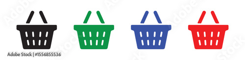 Online Market Basket Icons with Delivery Boxes