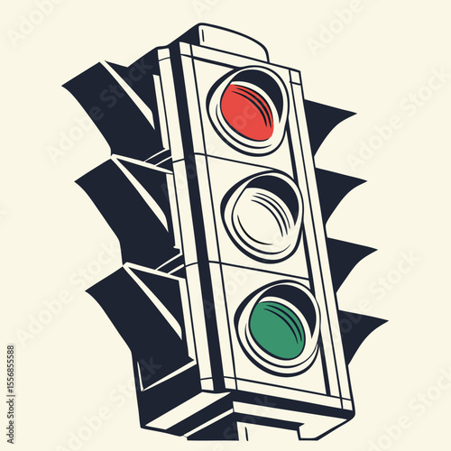 Vector art of traffic light with red and green lights isolated on white background
