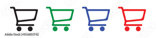 Set of Colorful Empty Shopping Carts – Vector Illustration