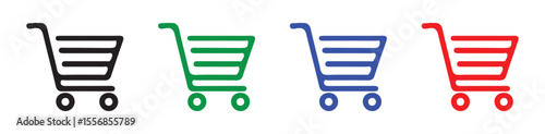 Set of Colorful Empty Shopping Carts – Vector Illustration
