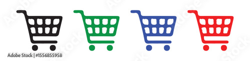Retail Shopping Cart Line Icons