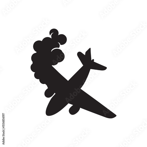 Airplane crash icon concept isolated on white background. simple Vector illustration