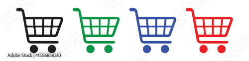 Vector Shopping Cart Icons with Color Variations