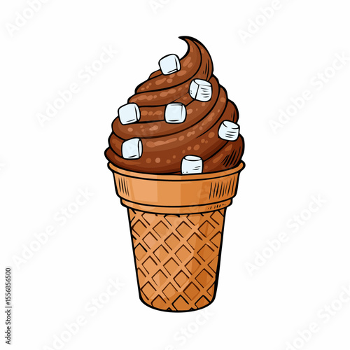 rich chocolate ice cream loaded with gooey marshmallows and crunchy nuts for irresistible textured indulgence