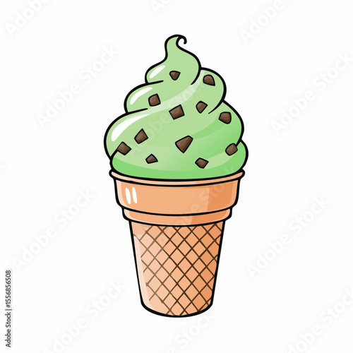 cool mint ice cream scoop dotted with rich chocolate chips for a refreshing and delicious contrast