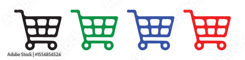 Online Store Empty Cart Icons – Flat Style