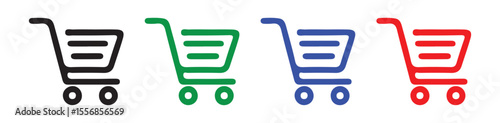Online Store Empty Cart Icons – Flat Style