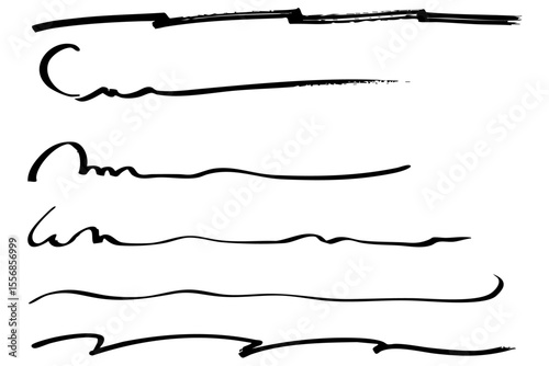 手描きの文字の下の線　アンダーラインセット　ベクター