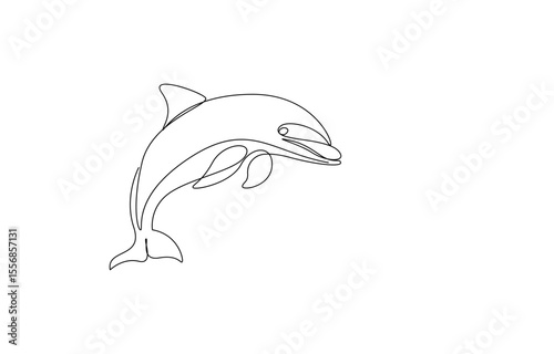 Dolphin continuous line art drawing