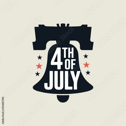 Fourth of July Liberty Bell Graphic Design Dark Blue White Red Stars