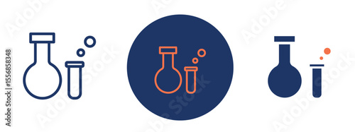 set of colored pixel perfect Laboratory icon 1 unexanded, 1 silhouette. Lab test tube icon illustrating scientific research and analysis.